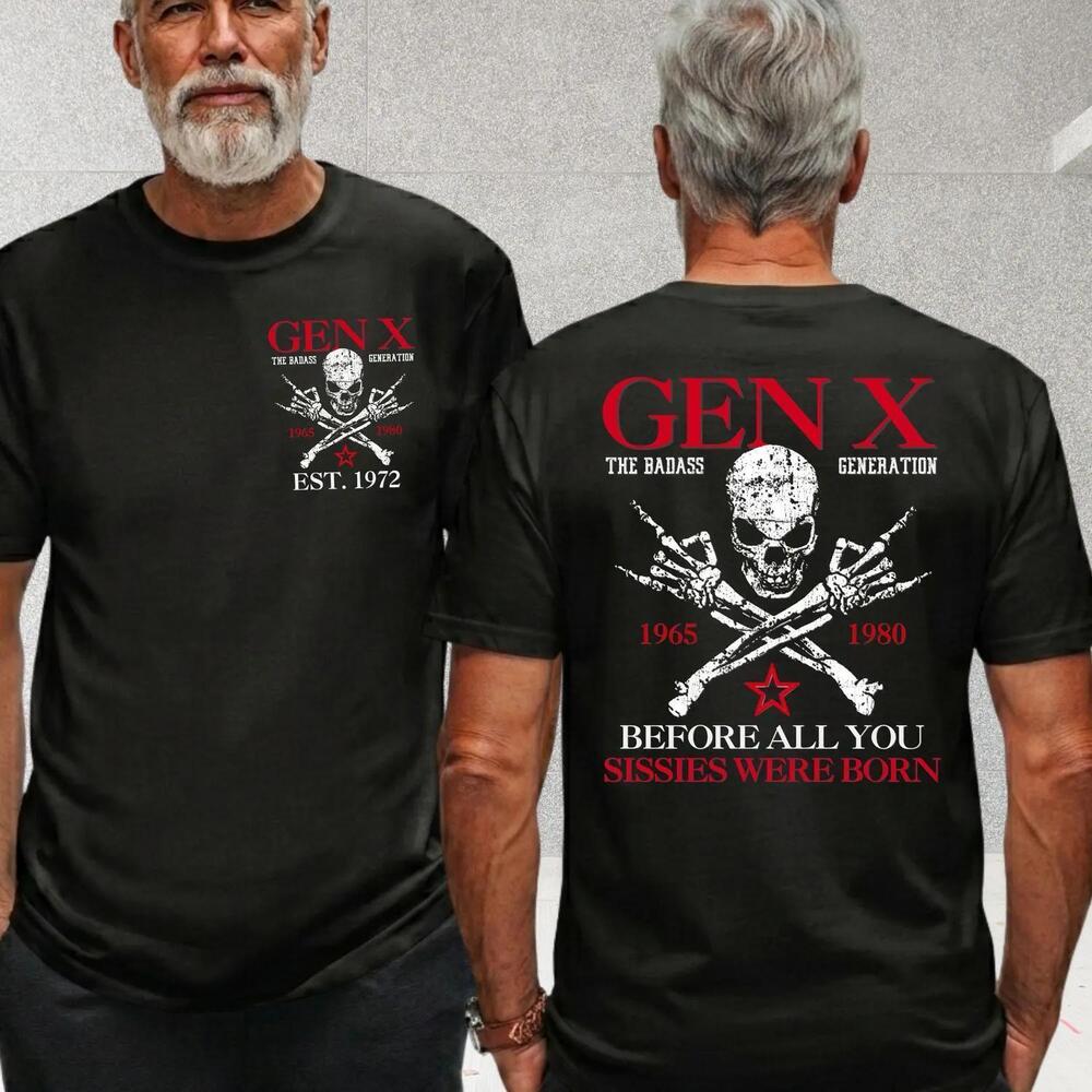 Gen X Year T-Shirt , Skull Shirt , Generation 2 Sided